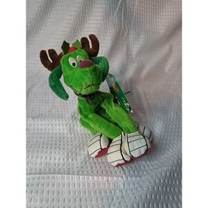 WB Looney Tunes Marvin Martian K-9 GREEN DOG AS REINDEER 7" Bean Bag Animal NEW